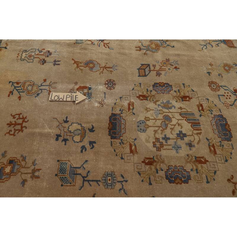 Hand Knotted Oriental 100% Wool Carpet Traditional Medallion Brown Art Deco Area Rug - 11' 1'' X 8' 7''