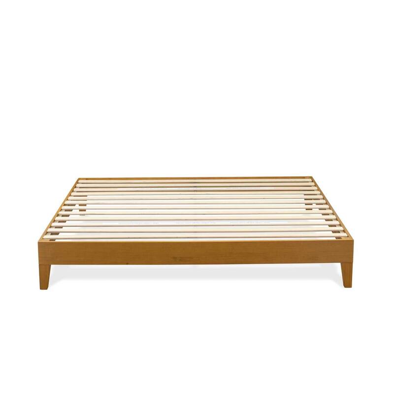 King Size Bed Frame - Sturdy Platform Bed with Hardwood Legs - Oak Finish Bedroom Furniture