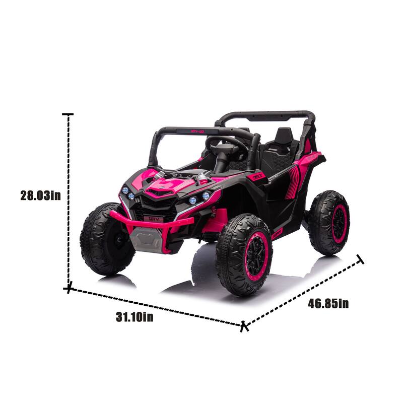Electric Vehicle for Kids with Parent Remote Control, Ride on Car with Seat Belt, Pink Off-Road Vehicle with Battery Indicator
