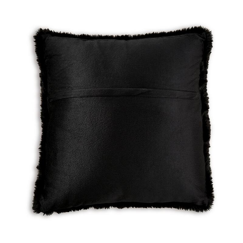 Dift Square Accent Throw Pillow, 20 Inch, Black Faux Rabbit Fur Face