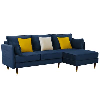 L-shaped Reversible Sectional Sofa ,Velvet Removable Cushions Sofa & Chaise