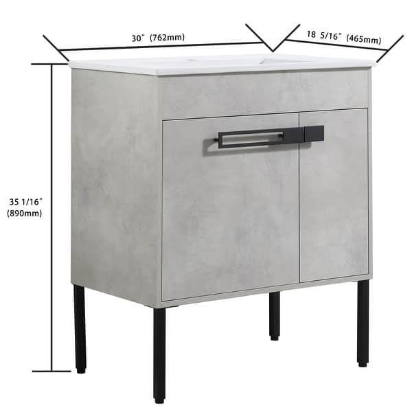 dimension image slide 4 of 6, Bathroom Vanity With Sink In 24/30/36 Inch, Floating Bathroom Vanity or Freestanding Vanity With Soft Close Door