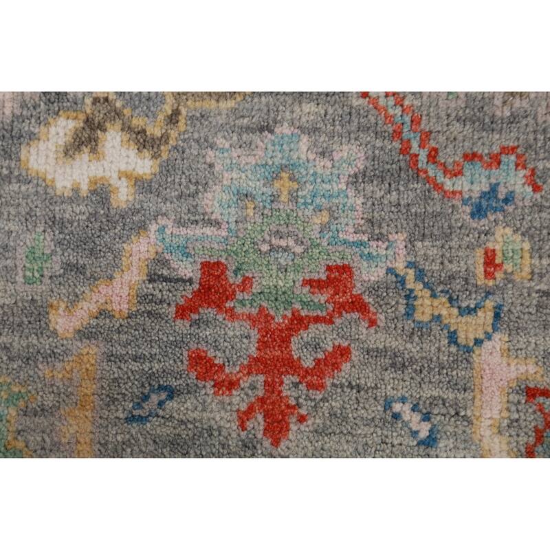 Gray Ivory Oushak Oriental Rug Hand-Knotted Wool Carpet - 2'7" x 6'2"