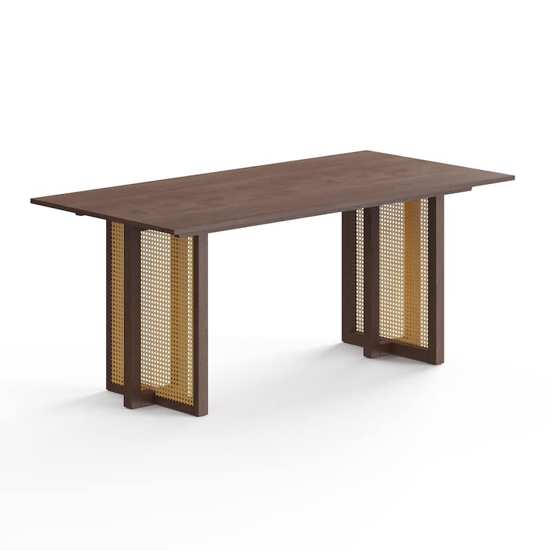 Havenwood Rectangular Dining Table with Cane Base - Walnut