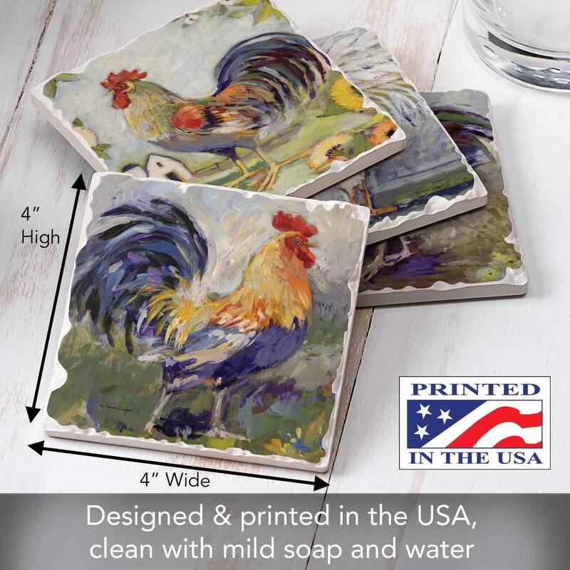 CounterArt Meadowbrook Farm, Multi-Image Absorbent Stone Coasters with Protective Cork Backing, 4 Pack, Made in The USA
