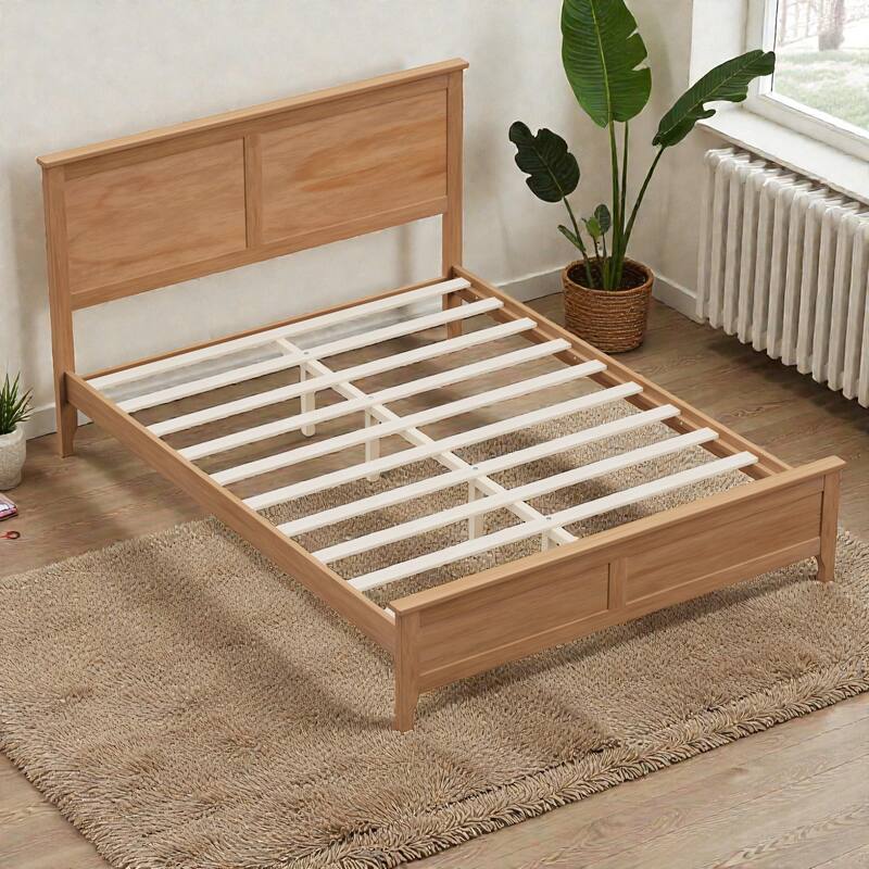 Modern Solid Wood Platform Bed Frame with Wooden Slats Support, No Box Spring Needed, Full Queen King