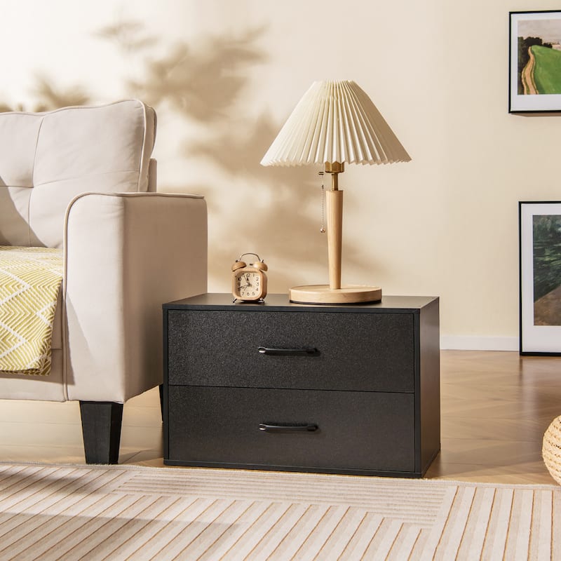 Gymax Stackable 2-Drawer Dresser Multi-Purpose Wooden Storage Cube