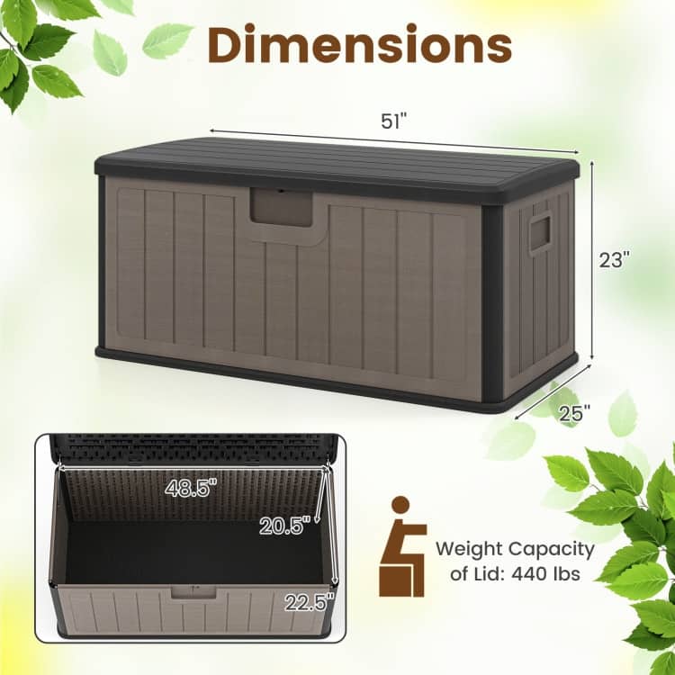 HDPE Outdoor Storage Deck Box with Aluminum Lid and Bench Top - 51" x 25" x 23"