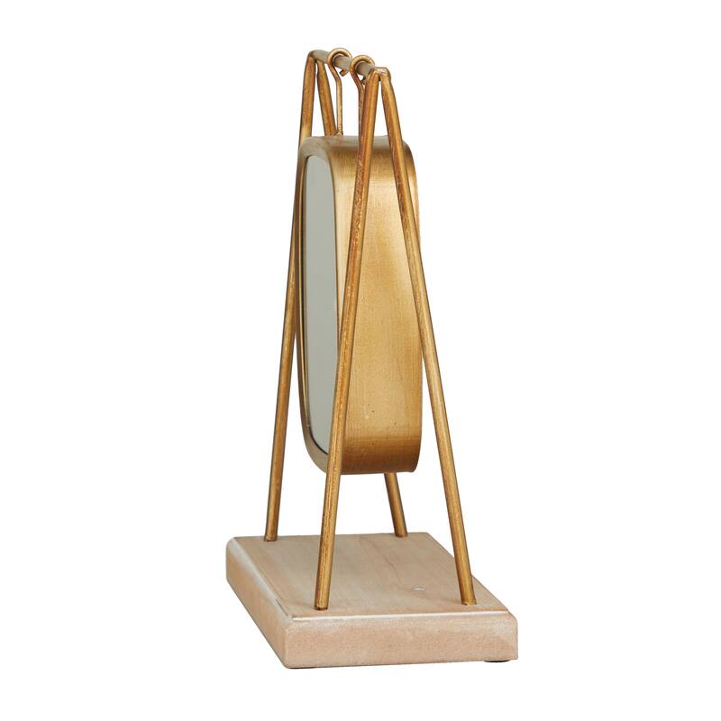 Gold Wood Pendulum Decorative Clock with Wood Base - 10 x 5 x 11