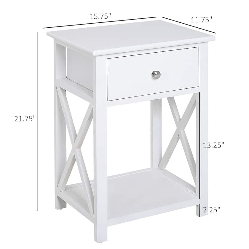 HomCom Wood X-side End Table - 15.5"L X 12"W X 22"H