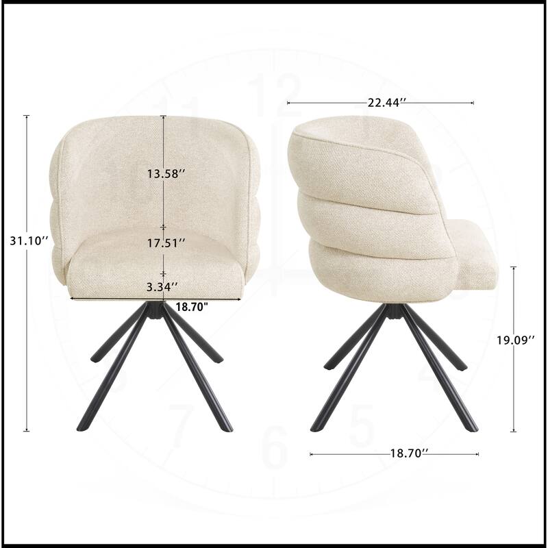 270 Degree Swivel Dining Chairs with Metal Base Set of 2