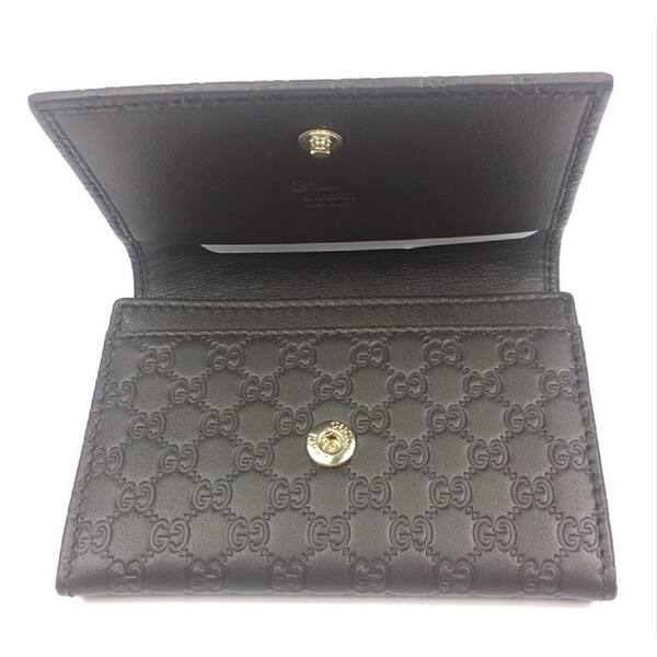 Shop Gucci Micro Gg Dark Brown Leather Card Holder Wallet 544030 S Overstock 29894581