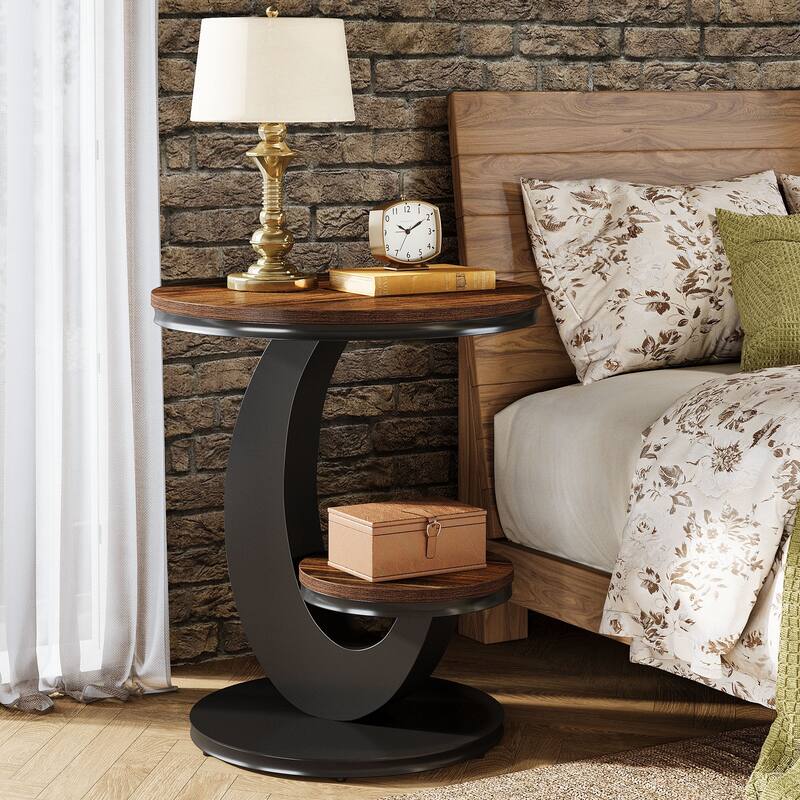 Round End Table, Frame for Small Spaces, Easy to Assemble
