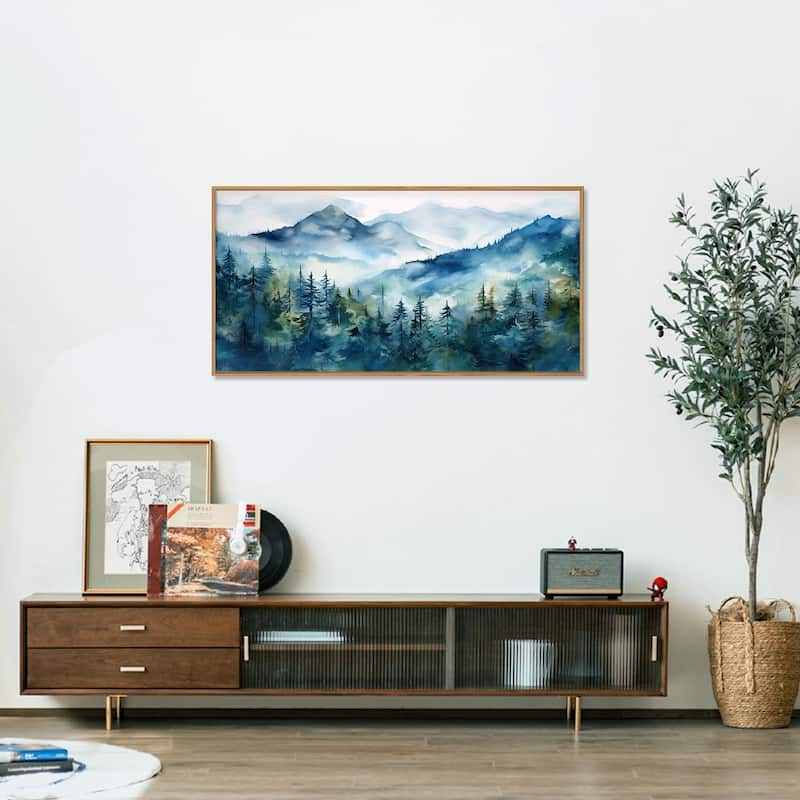 Natural Landscape Wall Decor, Green Pines Trees Wall Painting
