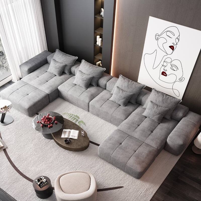 Modern Oversized Modular Sectional Sofa,with 8 Pillows,8 PCS DIY Combination Tufted Sofa