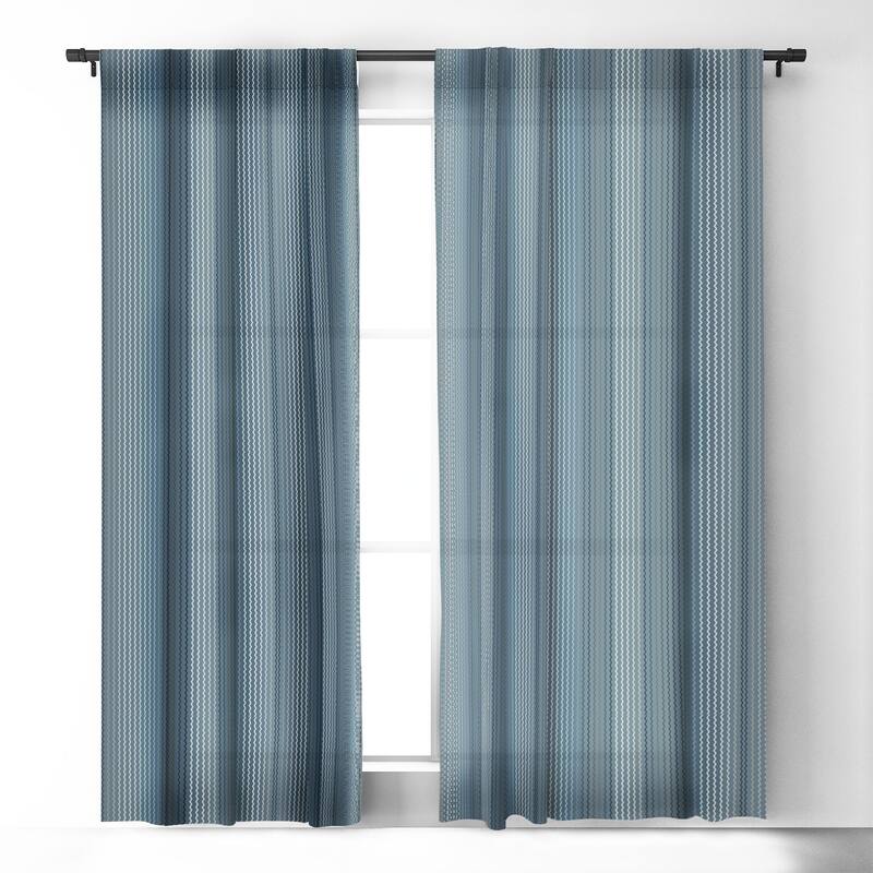 Blackout Blue Grey Zig Zag Stripes MadetoOrder Curtain Panel (One