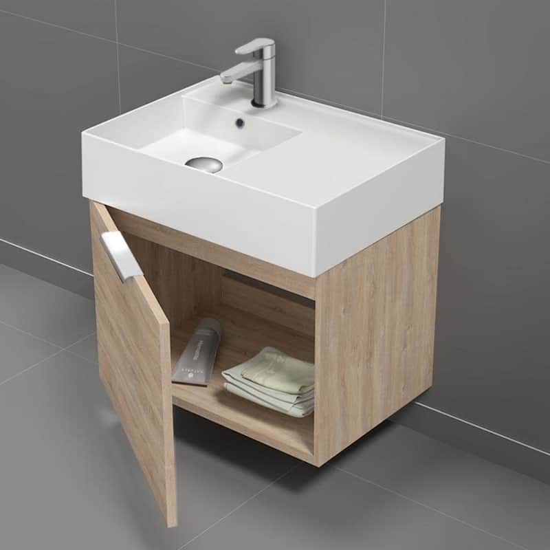 Nameeks Derin-2417-W-S-L Derin 24" Wall Mounted Single Basin Vanity