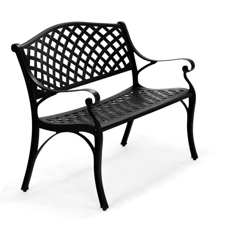 40.5 in. Cast Aluminum Park Bench Patio Backyard Decorative Bench - Black