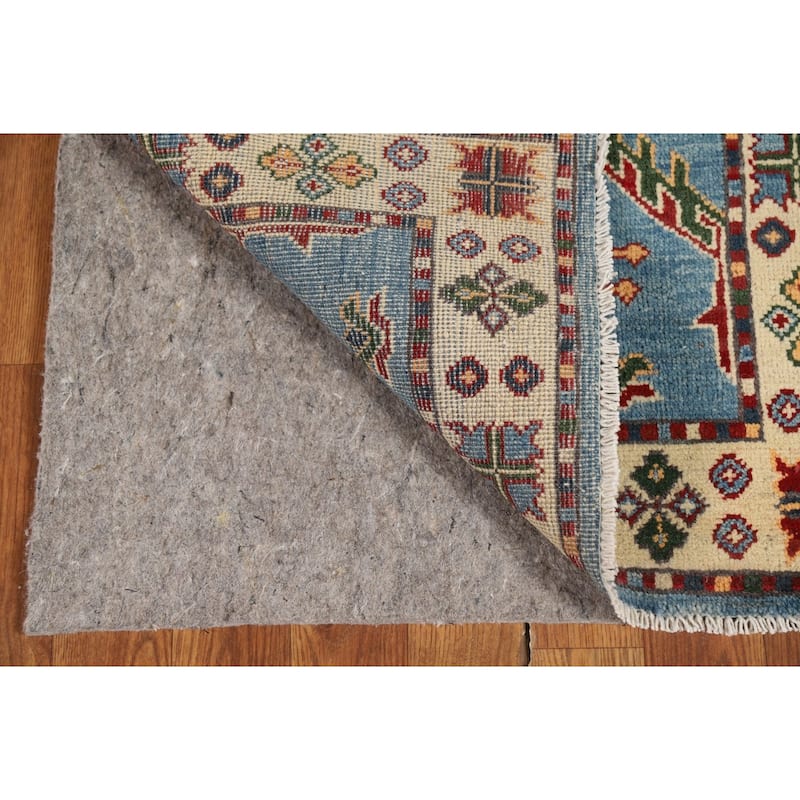 Blue Kazak Oriental Foyer Rug Handmade Geometric Wool Carpet - 2'0" x 3'0"