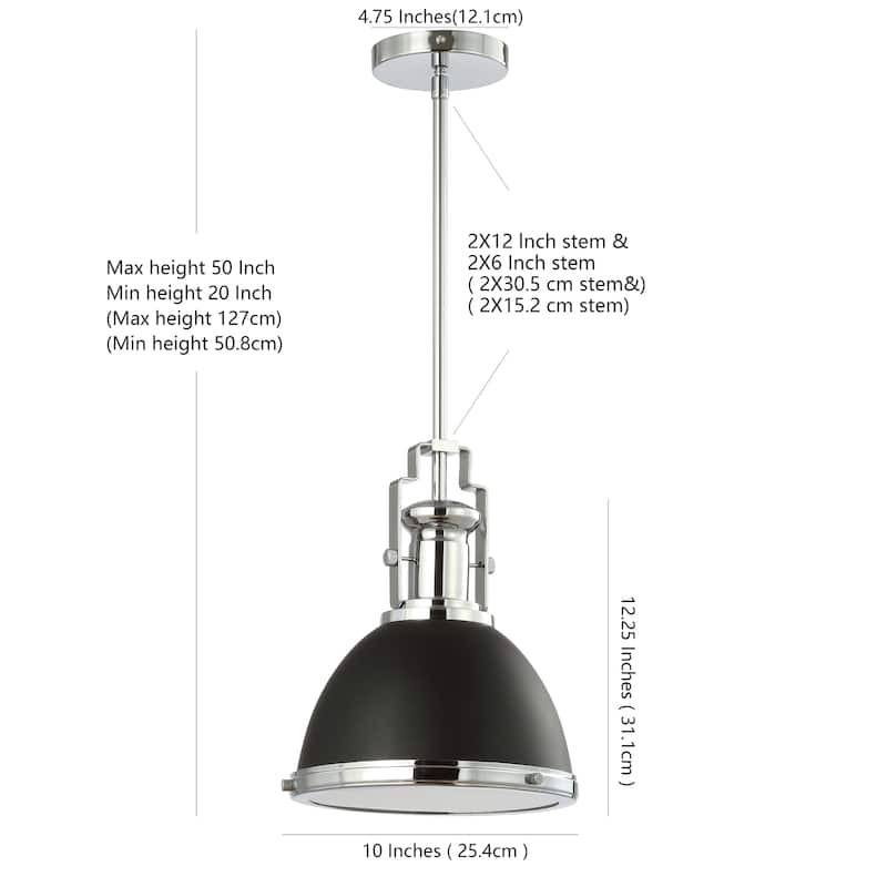 Deere Adjustable Iron/Glass Vintage LED Dome Pendant, by JONATHAN Y
