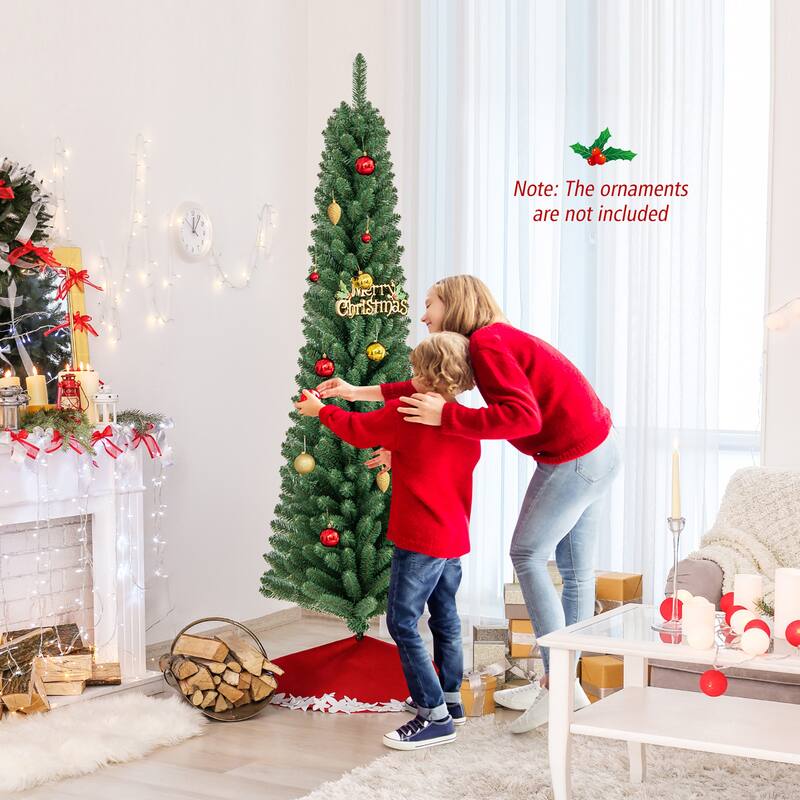 Gymax 5/6 FT Pencil Christmas Tree Artificial Xmas Tree w/ 295/392 - See Details
