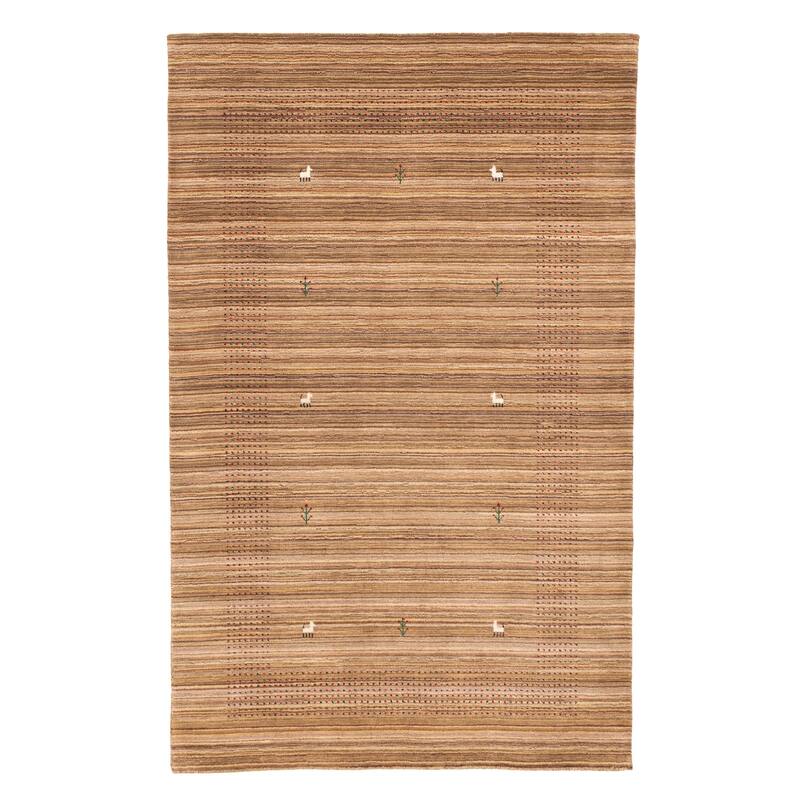 ECARPETGALLERY Hand Loomed Kashkuli Gabbeh Brown Wool Rug - 5'0 x 7'11