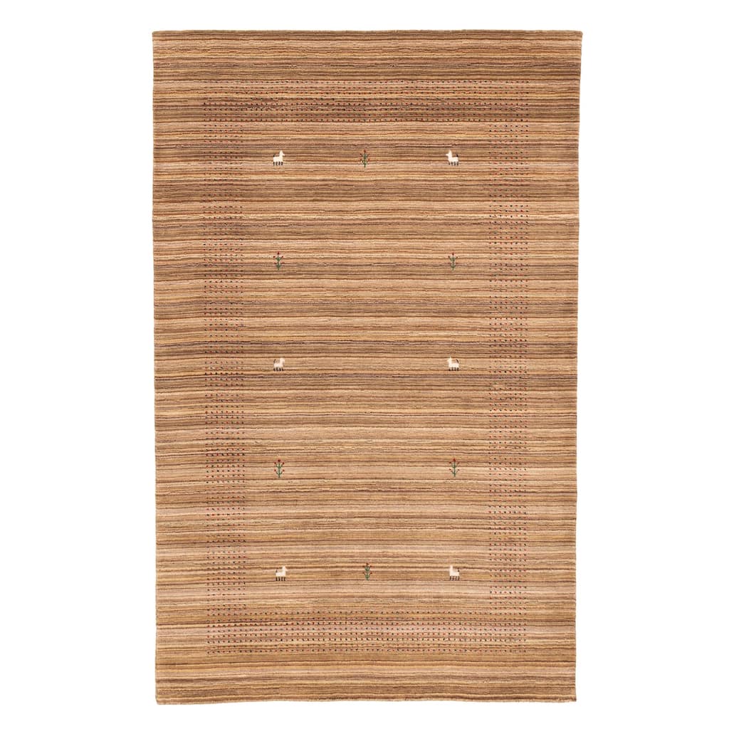 ECARPETGALLERY Hand Loomed Kashkuli Gabbeh Brown Wool Rug - 5'0 x 7'11