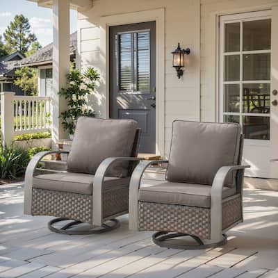 2 Pieces Outdoor Swivel Glider Chairs Set