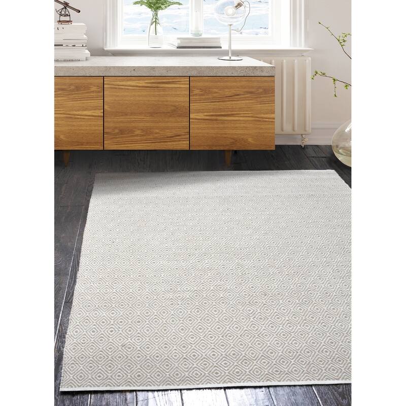 Hand Woven Chloe Design Diamond Flat Weave Wool Traditional Oriental Area Rug