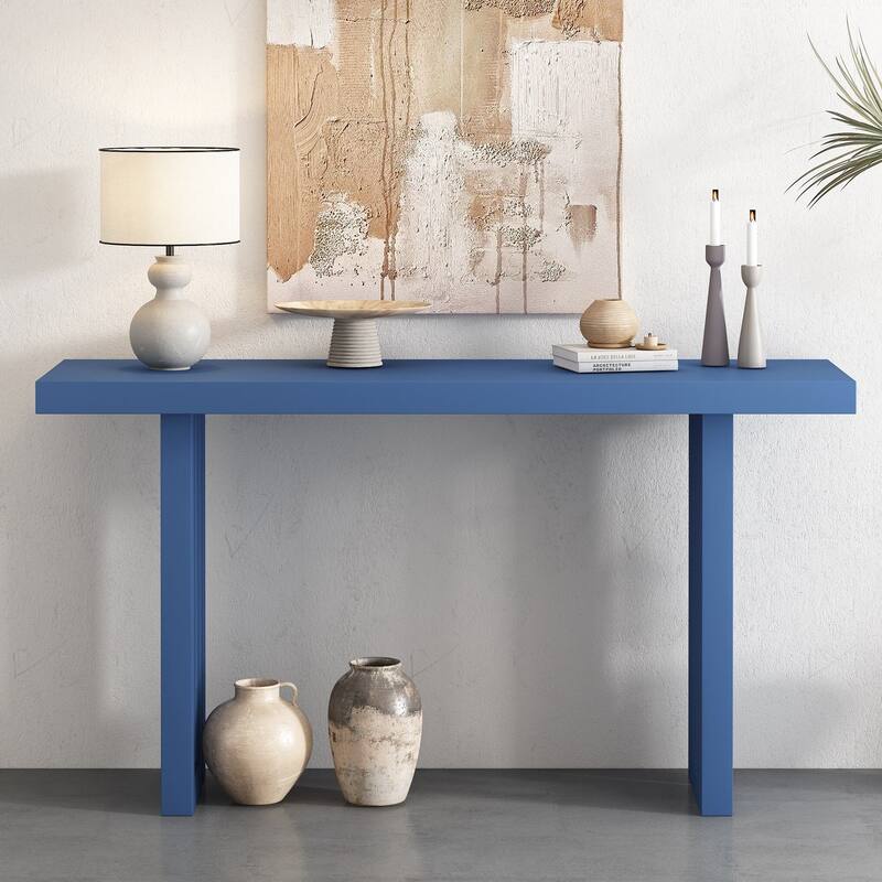 Console Table with Distinctive Side Shapes, Suitable for Entryway, Hallway, Living Room, Foyer, Corridor - Blue