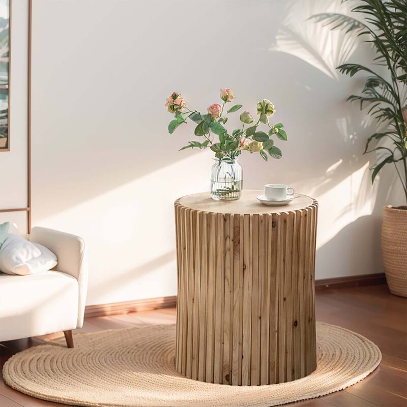 Coffee Table with Vertical Texture Relief Design