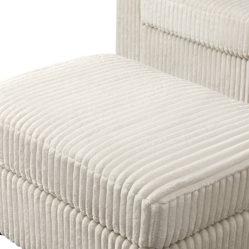 Adeco Modern L-Shape Sectional Sofa Set with Ottoman - 115.5"X81.25"X33.5"