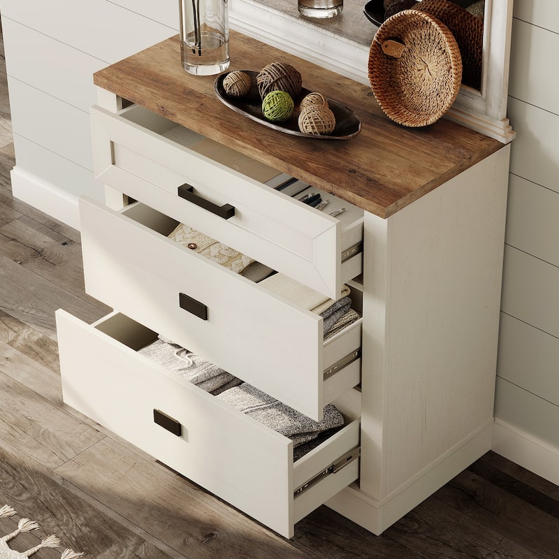 Large Nightstand for Bedroom,Farmhouse Bedside Table with Wide Drawers