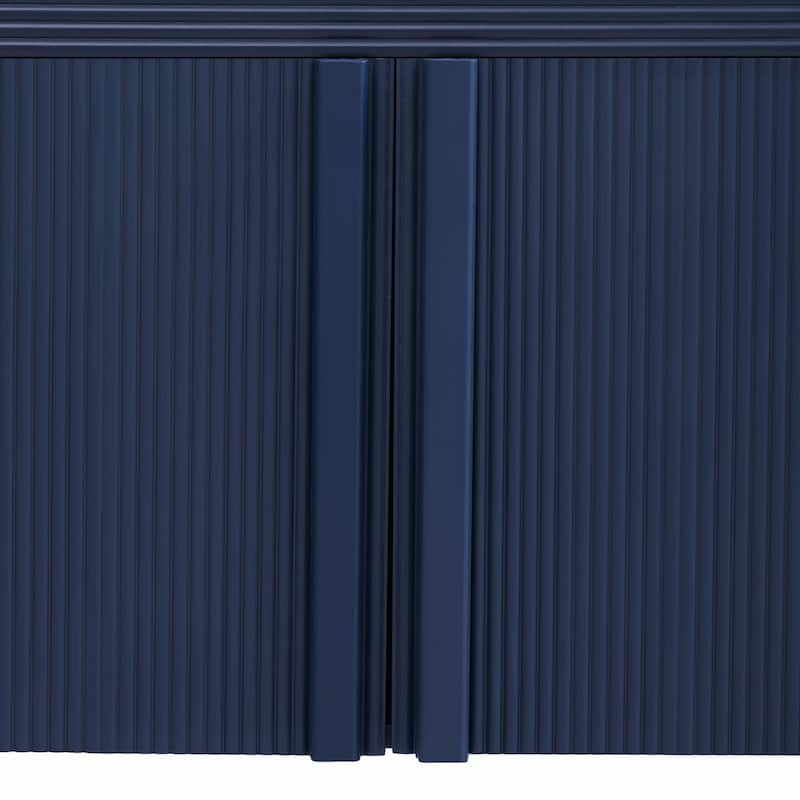 Striped Storage Cabinet with 4 Adjustable Doors