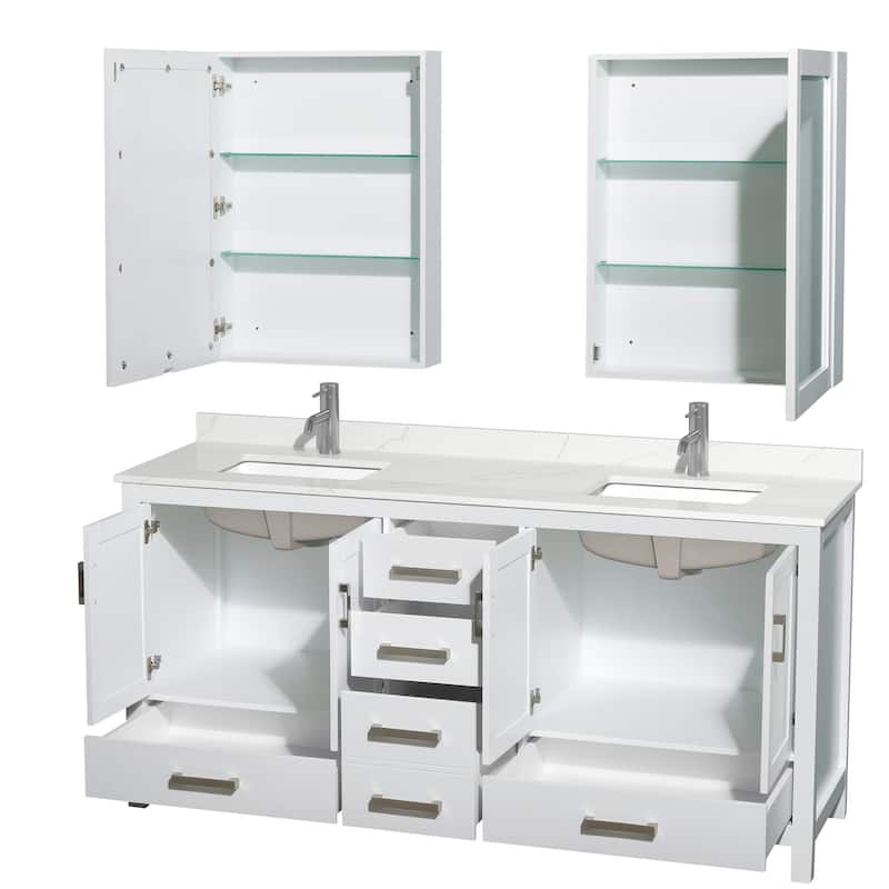 Wyndham Collection WCS141472D-QTZ-UNSMED Sheffield 72" Free Standing