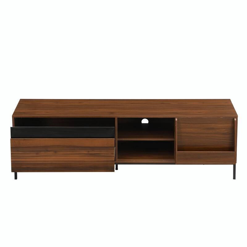 70.8'' Modern TV Stand for TVs up to 75", Entertainment Center with Storage, Sliding Doors