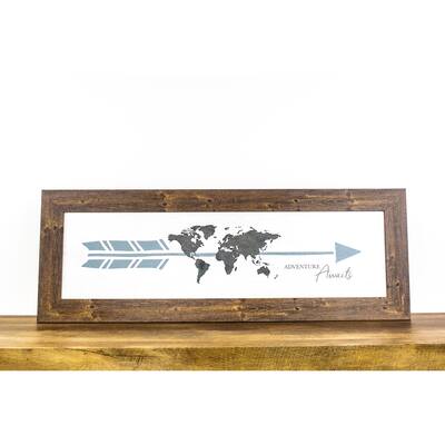 Adventure Awaits Travel Map Decor Novelty Framed Art