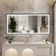Wall Mounted Back Light Bathroom Framed LED Mirror Anti- Fog With Dimmable Light Touch Sensor And Memory Function - 28'' H x 60'' W - Matte Black