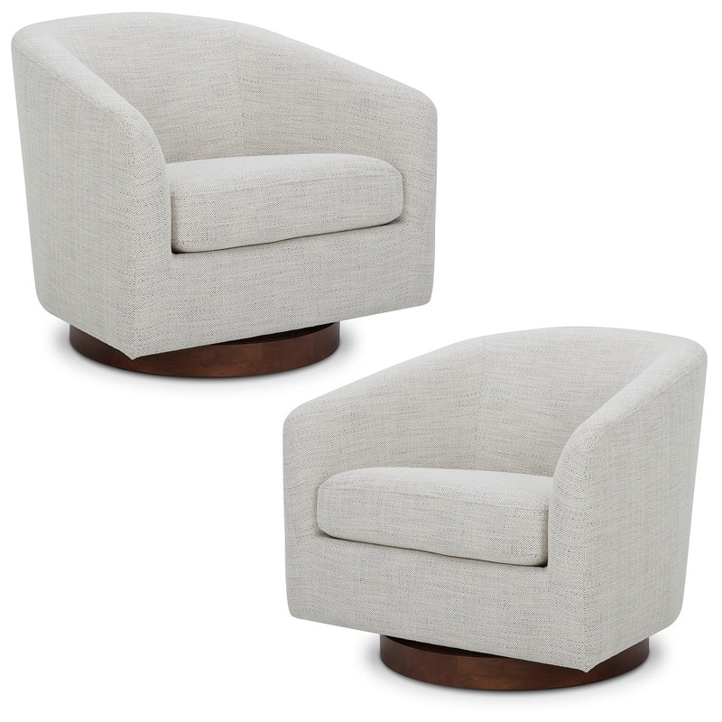 Spruce & Spring Liam Swivel Accent Chair - Set of 2 - Ivory White-Fabric