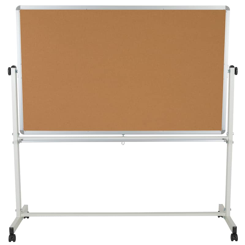 Reversible Mobile Cork Bulletin & White Board with Pen Tray