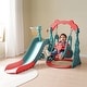 preview thumbnail 19 of 25, Toddler Slide and Swing Set 3 in 1, Kids Playground Climber Swing Playset with Basketball Hoops Freestanding Red