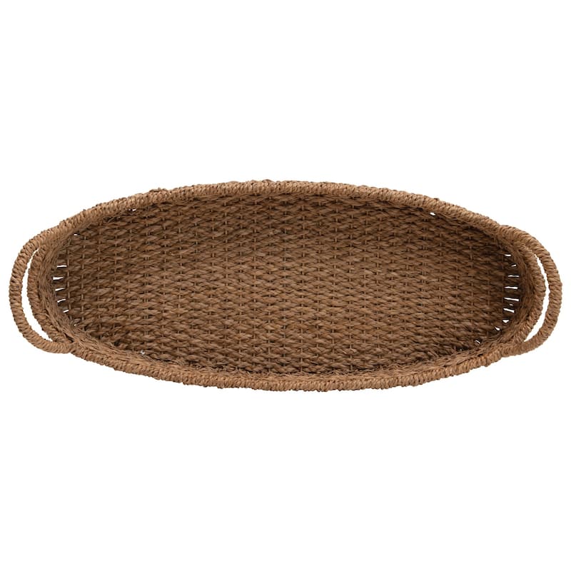 Decorative Woven Seagrass Tray with Handles