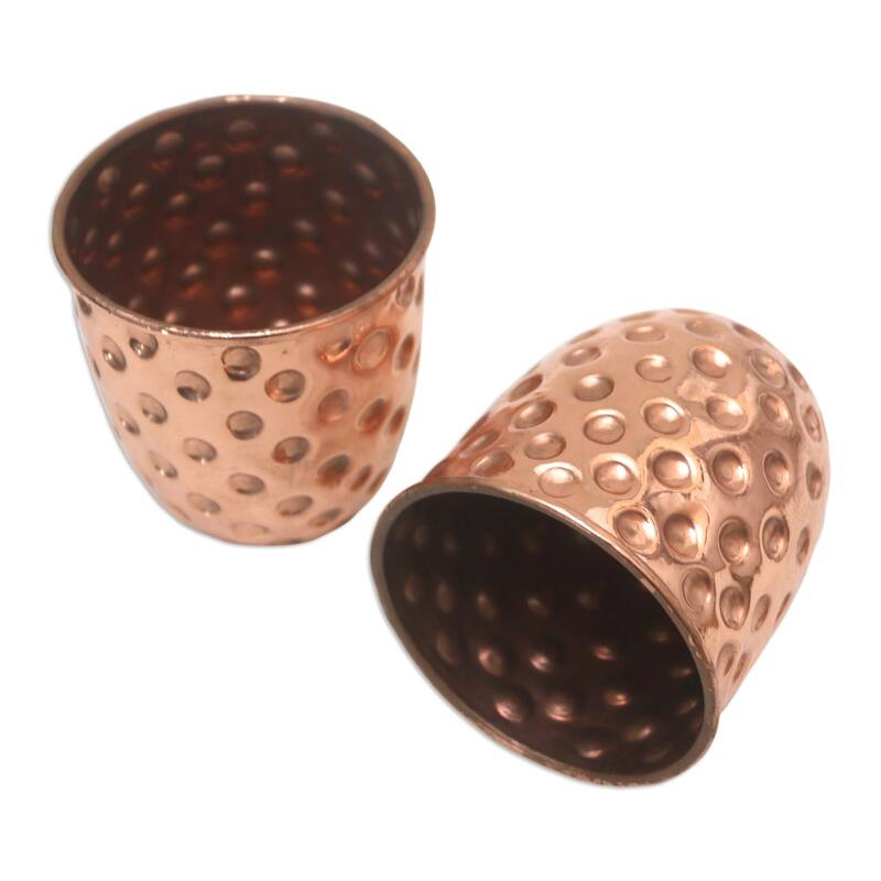Novica Handmade Rosy Polka Dots Copper Cups (Pair)