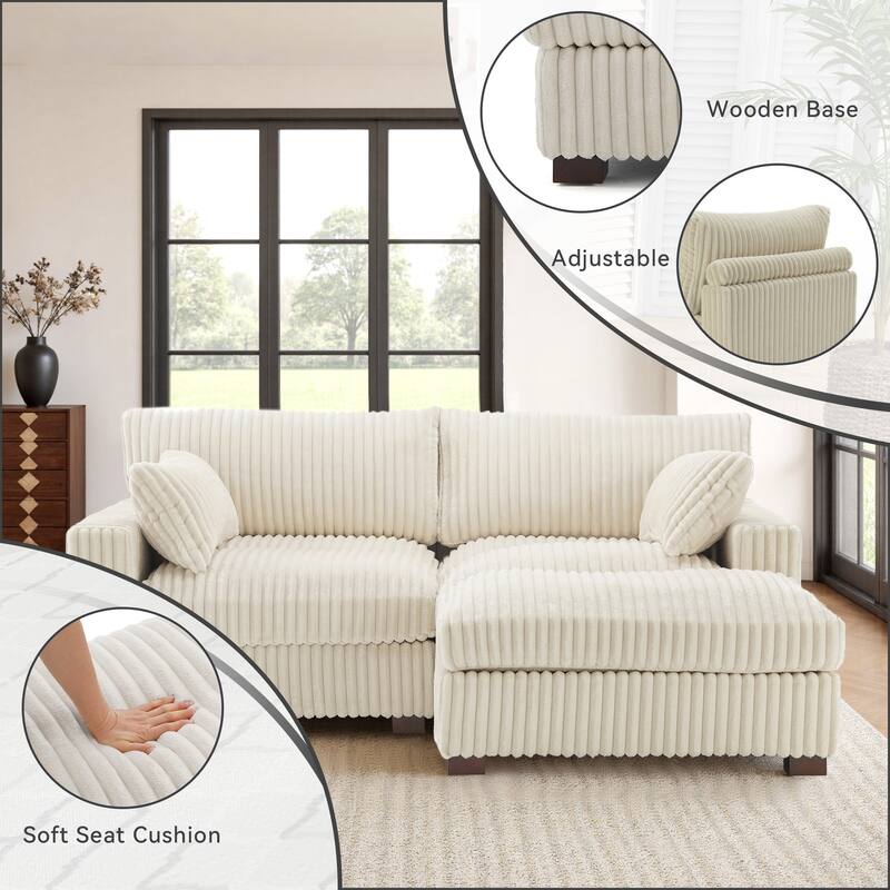 80"W Plush Modular Sectional Sofa with Pillows for Living Room