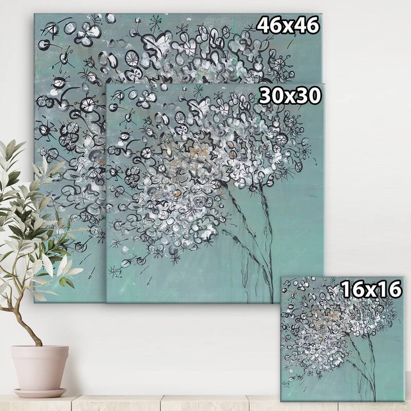Designart "Teal Blossoming Dandelion" Modern & Contemporary Canvas Art Print