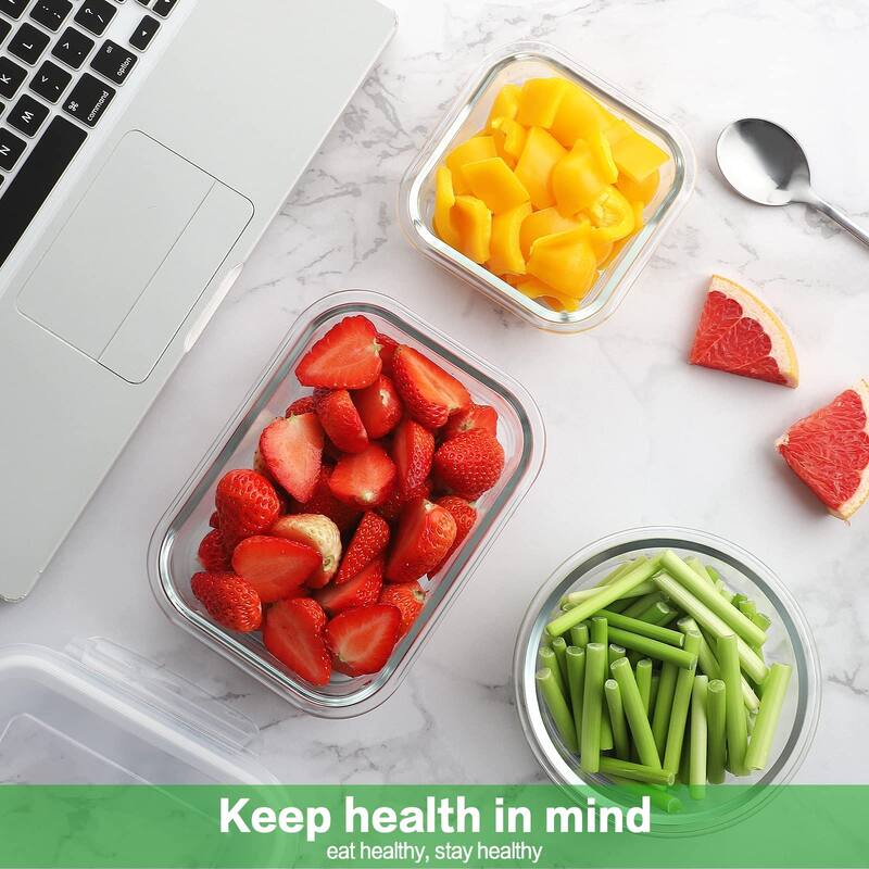 12 Sets Glass Food Storage Containers with Lids, Meal Prep Containers, Airtight Bento Boxes, BPA Free & Leak Proof
