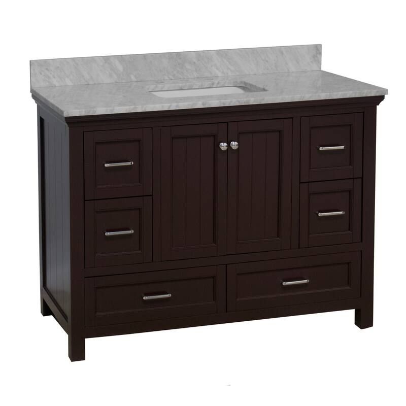 KitchenBathCollection Paige 48" Bathroom Vanity with Carrara Marble Top