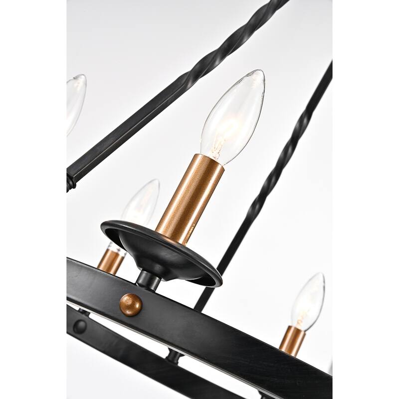Antique Black 6-Light Modern Farmhouse Round Chandelier