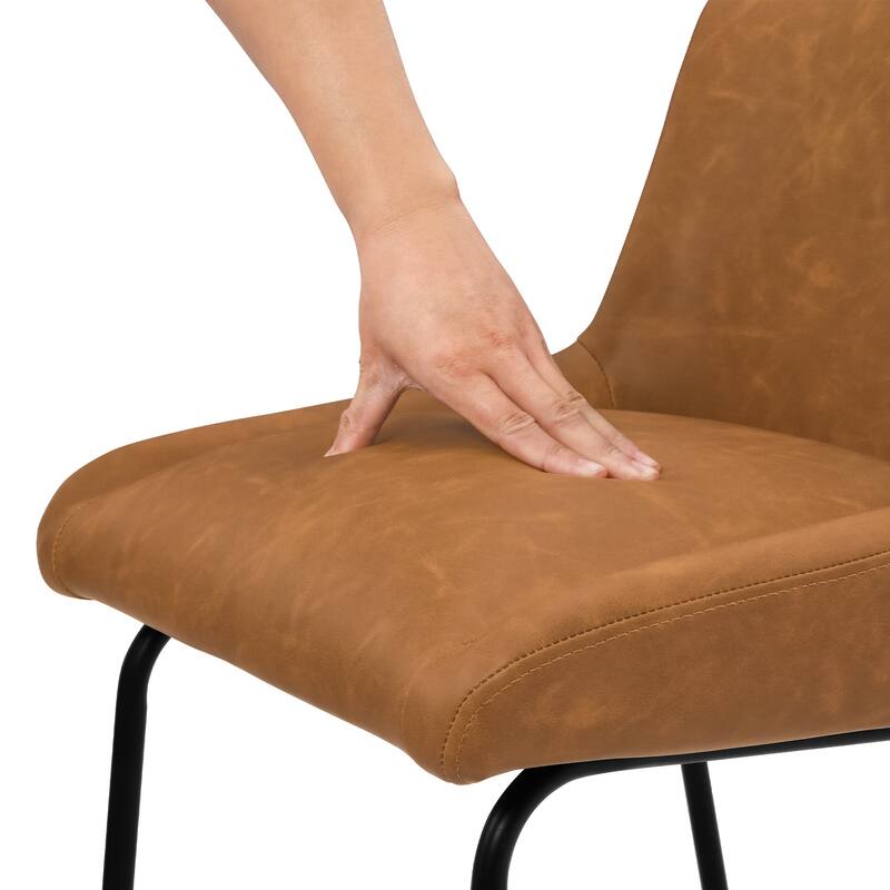 Counter Height Bar Stools with Metal Frame Upholstered Kitchen Island Stool in Faux Leather or Fabric