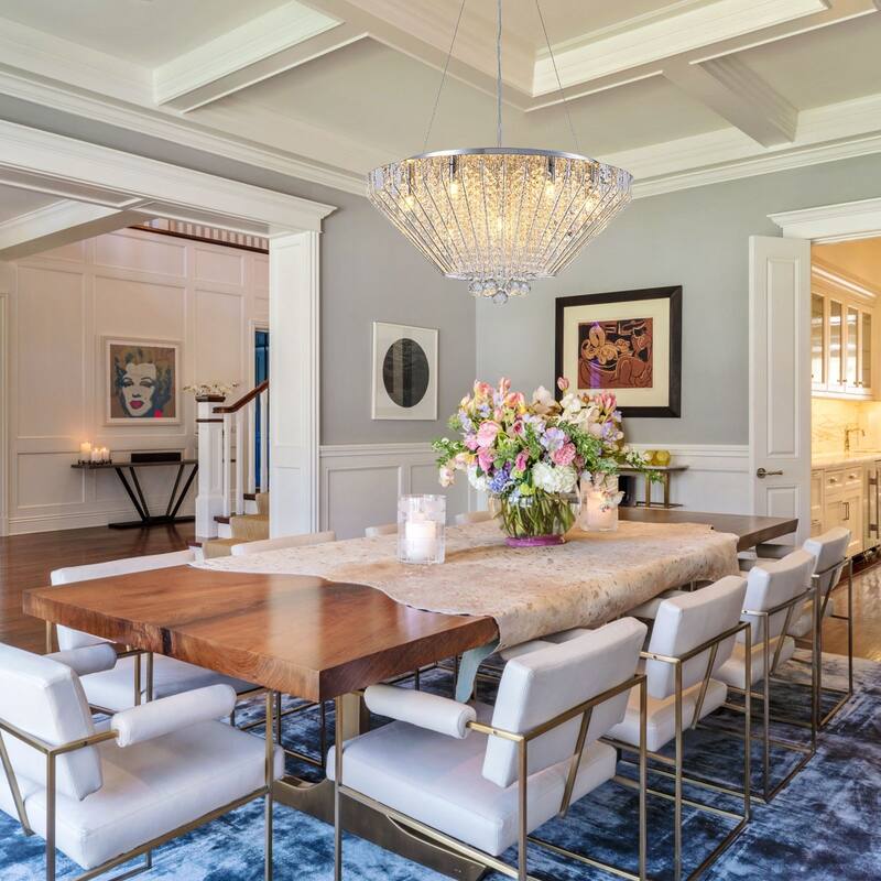 9-Light Modern Glam Diamond Shape Chandelier with Crystal